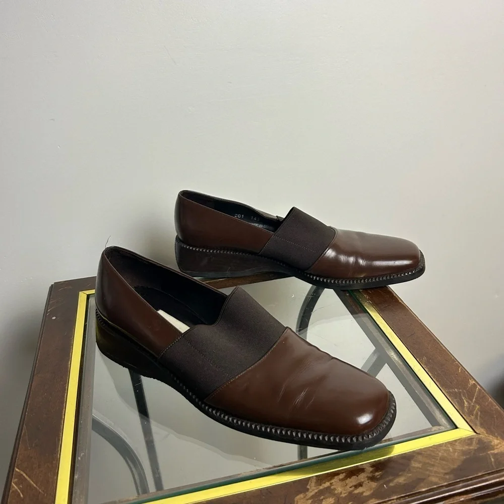 Mezlan‎ Vintage Platform Chocolate Brown pull on Shoes Size 8.5N Academia